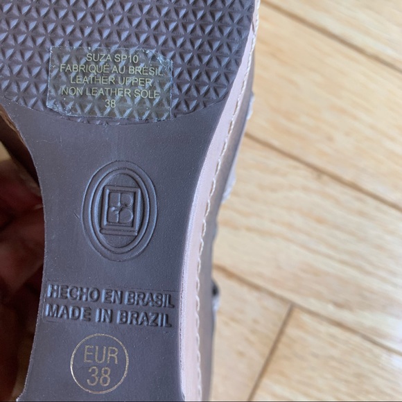 Bos & Co Taupe Leather Wedge Heel Sandal - Picture 6 of 6